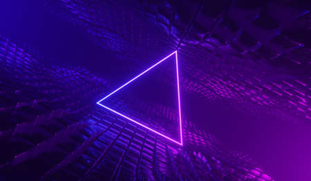 3d render of RGB neon light on darkness background. Abstract Laser lines show at night. Ultraviolet spectrum beam scene for mock up and web banner.の写真素材