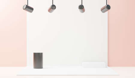 3d render abstract display podium platform for  product presentation and advertising. Minimal scene backdrop with clean design. Vacant pedestal for mock up. Empty stage with pastel color for cosmetic.の写真素材