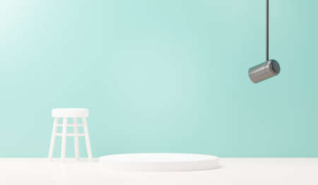 3d render abstract display podium platform for  product presentation and advertising. Minimal scene backdrop with clean design. Vacant pedestal for mock up. Empty stage with pastel color for cosmetic.の写真素材
