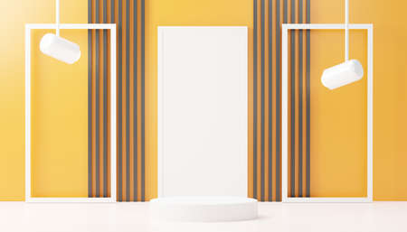 3d render abstract display podium platform for  product presentation and advertising. Minimal scene backdrop with clean design. Vacant pedestal for mock up. Empty stage with pastel color for cosmetic.の写真素材