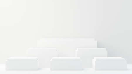 3d render abstract display podium platform for  product presentation and advertising. Minimal scene backdrop with clean design. Vacant pedestal for mock up. Empty stage with pastel color for cosmetic.の写真素材