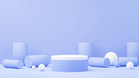 3d render abstract display podium platform for  product presentation and advertising. Minimal scene backdrop with clean design. Vacant pedestal for mock up. Empty stage with pastel color for cosmetic.の写真素材