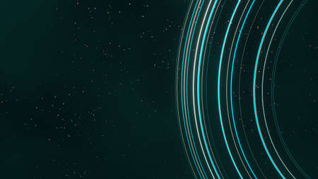 3d render of flash neon and light glowing on dark scene. Speed light tunnel through the city or...