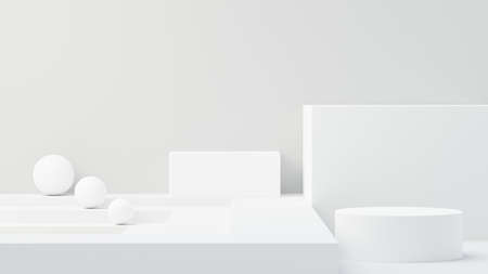 3d render abstract display podium platform for  product presentation and advertising. Minimal scene backdrop with clean design. Vacant pedestal for mock up. Empty stage with pastel color for cosmetic.の写真素材