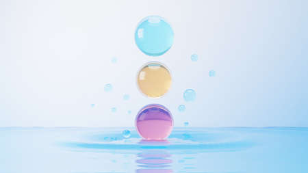 3d render of simple chemical bond in side cell or molecules. The associated of atoms, ions, bond and...