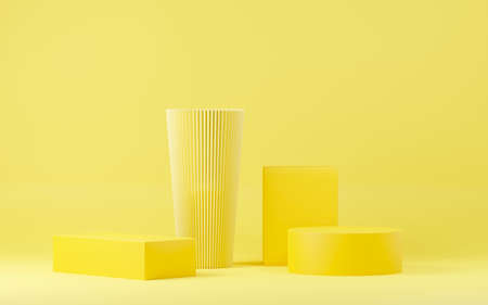 3d render abstract display podium platform for  product presentation and advertising. Minimal scene backdrop with clean design. Vacant pedestal for mock up. Empty stage with pastel color for cosmetic.の写真素材