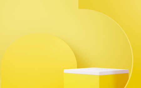 3d render abstract display podium platform for  product presentation and advertising. Minimal scene backdrop with clean design. Vacant pedestal for mock up. Empty stage with pastel color for cosmetic.の写真素材