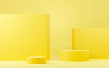 3d render abstract display podium platform for  product presentation and advertising. Minimal scene backdrop with clean design. Vacant pedestal for mock up. Empty stage with pastel color for cosmetic.の写真素材