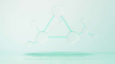 3d render of simple chemical bond in side cell or molecules. The associated of atoms, ions, bond and...