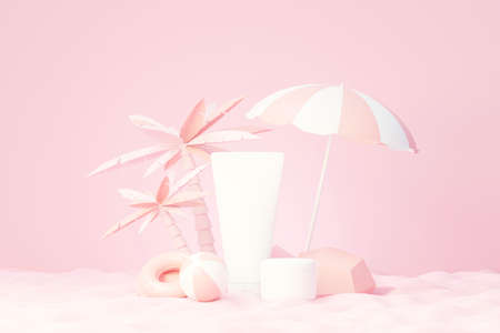 3d render of blank cosmetics skincare product or packaging for mock up. Beauty soap and spa concept. Lotion oil moisture for skin health. Premium and luxury design for branding.の写真素材