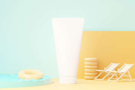3d render of blank cosmetics skincare product or packaging for mock up. Beauty soap and spa concept. Lotion oil moisture for skin health. Premium and luxury design for branding.の写真素材