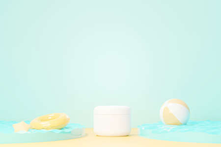 3d render of blank cosmetics skincare product or packaging for mock up. Beauty soap and spa concept. Lotion oil moisture for skin health. Premium and luxury design for branding.の写真素材
