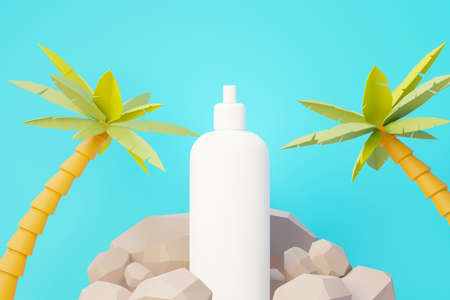 3d render of blank cosmetics skincare product or packaging for mock up. Beauty soap and spa concept. Lotion oil moisture for skin health. Premium and luxury design for branding.の写真素材