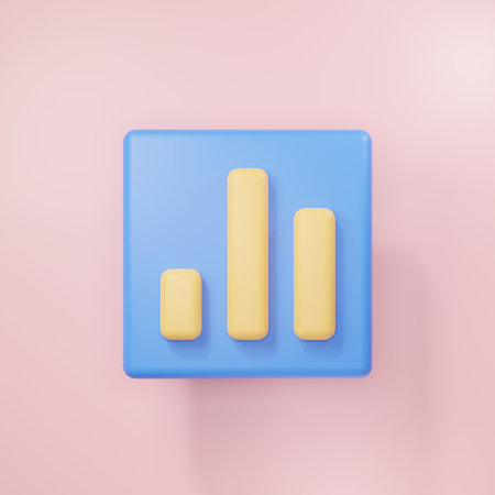 3d rendering of graph icon on clean background for mock up and web banner. Cartoon interface design. minimal metaverse concept.の写真素材