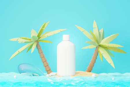 3d render of blank cosmetics skincare product or packaging for mock up. Beauty soap and spa concept. Lotion oil moisture for skin health. Premium and luxury design for branding.の写真素材