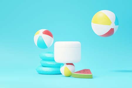 3d render of blank cosmetics skincare product or packaging for mock up. Beauty soap and spa concept. Lotion oil moisture for skin health. Premium and luxury design for branding.の写真素材