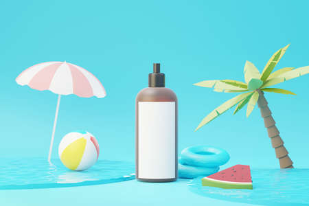 3d render of blank cosmetics skincare product or packaging for mock up. Beauty soap and spa concept. Lotion oil moisture for skin health. Premium and luxury design for branding.の写真素材