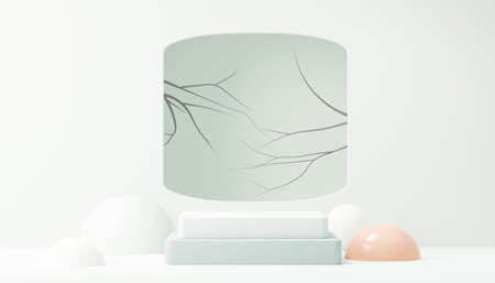 3d render abstract display podium platform for  product presentation and advertising. Minimal scene backdrop with clean design. Vacant pedestal for mock up. Empty stage with pastel color for cosmetic.の写真素材