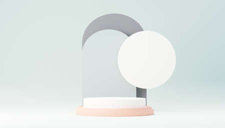 3d render abstract display podium platform for  product presentation and advertising. Minimal scene backdrop with clean design. Vacant pedestal for mock up. Empty stage with pastel color for cosmetic.の写真素材