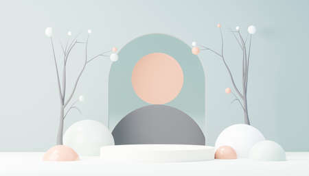 3d render abstract display podium platform for  product presentation and advertising. Minimal scene...