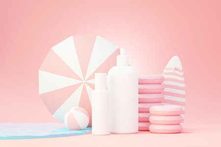 3d render of blank cosmetics skincare product or packaging for mock up. Beauty soap and spa concept. Lotion oil moisture for skin health. Premium and luxury design for branding.の写真素材