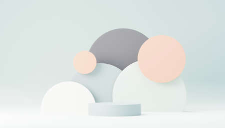 3d render abstract display podium platform for  product presentation and advertising. Minimal scene backdrop with clean design. Vacant pedestal for mock up. Empty stage with pastel color for cosmetic.の写真素材