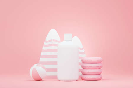3d render of blank cosmetics skincare product or packaging for mock up. Beauty soap and spa concept. Lotion oil moisture for skin health. Premium and luxury design for branding.の写真素材