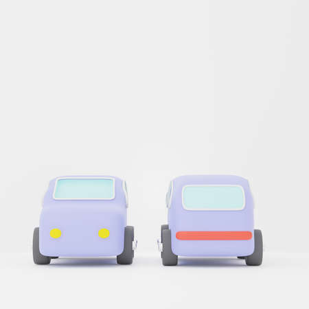 3d rendering of Automobile or minimal Car icon on clean background for mock up and web banner. Cartoon interface design. minimal metaverse concept.の写真素材