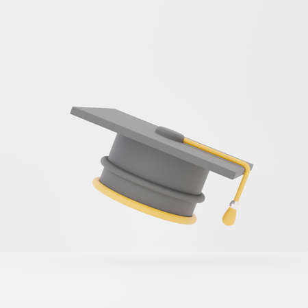 3d rendering of Graduation Cap  icon on clean background for mock up and web banner. Cartoon interface design. minimal metaverse concept.の写真素材