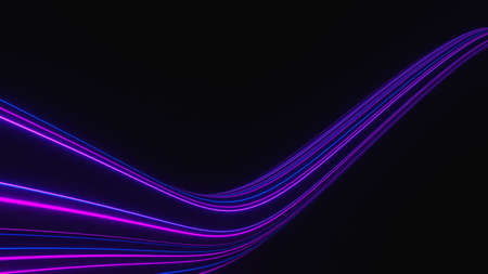 3d render of flash neon and light glowing on dark scene. Speed light moving lines. High fast  motion blur. Technology internet of future network. Sci fiction of hyperspace interstellar travel.の写真素材