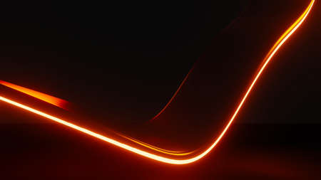 3d render of flash neon and light glowing on dark scene. Speed light moving lines. High fast  motion blur. Technology internet of future network. Sci fiction of hyperspace interstellar travel.の写真素材