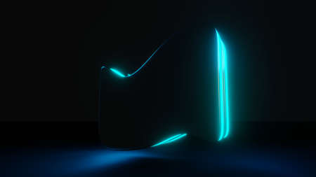 3d render of flash neon and light glowing on dark scene. Speed light moving lines. High fast  motion blur. Technology internet of future network. Sci fiction of hyperspace interstellar travel.の写真素材