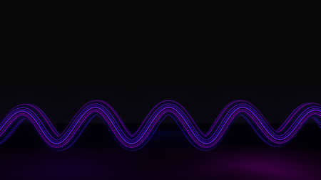 3d render of flash neon and light glowing on dark scene. Speed light moving lines. High fast  motion blur. Technology internet of future network. Sci fiction of hyperspace interstellar travel.の写真素材