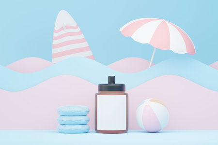 3d render of blank cosmetics skincare product or packaging for mock up. Beauty soap and spa concept. Lotion oil moisture for skin health. Premium and luxury design for branding.の写真素材