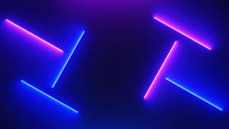 3d render of flash neon and light glowing on dark scene. Speed light moving lines. High fast  motion blur. Technology internet of future network. Sci fiction of hyperspace interstellar travel.の写真素材