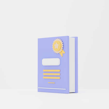 3d rendering of Textbook icon on clean background for mock up and web banner. Cartoon interface design. minimal metaverse concept.の写真素材