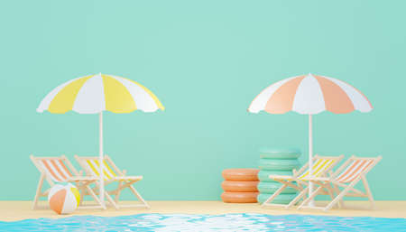3d render minimal podium background for show and sales products. Hello Summer season scene design...