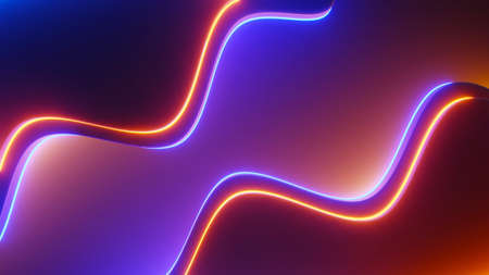 3d render of flash neon and light glowing on dark scene. Speed light moving lines. High fast  motion...