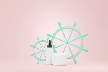 3d render of blank cosmetics skincare product or packaging for mock up. Beauty soap and spa concept. Lotion oil moisture for skin health. Premium and luxury design for branding.の写真素材