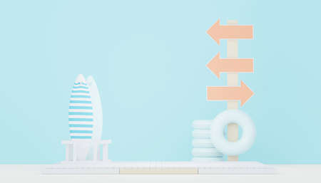 3d render minimal podium background for show and sales products. Hello Summer season scene design...
