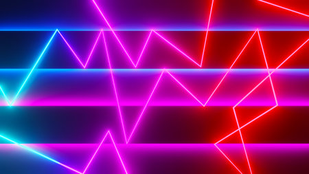 3d render of flash neon and light glowing on dark scene. Speed light moving lines.の写真素材
