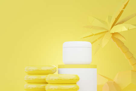 3d render of blank cosmetics skincare product or packaging for mock up. Beauty soap and spa concept. Lotion oil moisture for skin health. Premium and luxury design for branding.の写真素材