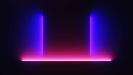 3d render of flash neon and light glowing on dark scene. Speed light moving lines.の写真素材