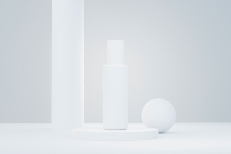 3d render of blank cosmetics skincare product or packaging for mock up. Beauty soap and spa concept. Lotion oil moisture for skin health. Premium and luxury design for branding.の写真素材