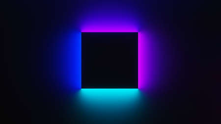 3d render of flash neon and light glowing on dark scene. Speed light moving lines.の写真素材