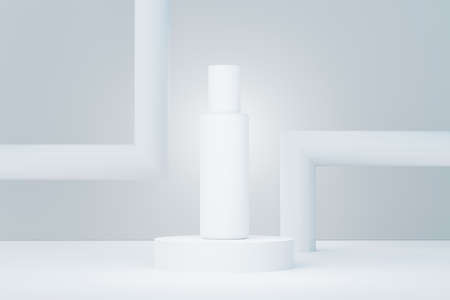 3d render of blank cosmetics skincare product or packaging for mock up. Beauty soap and spa concept. Lotion oil moisture for skin health. Premium and luxury design for branding.の写真素材