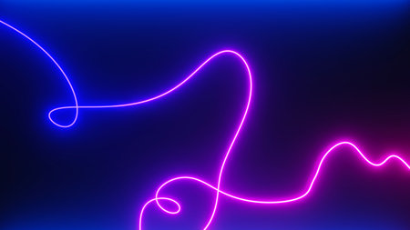 3d render of flash neon and light glowing on dark scene. Speed light moving lines.の写真素材