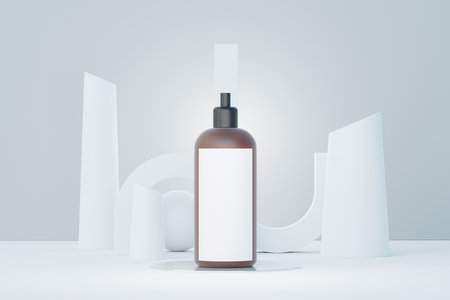 3d render of blank cosmetics skincare product or packaging for mock up. Beauty soap and spa concept. Lotion oil moisture for skin health. Premium and luxury design for branding.の写真素材