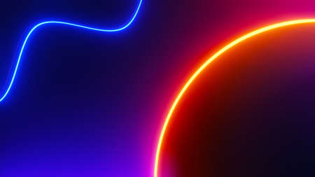 3d render of flash neon and light glowing on dark scene. Speed light moving lines.の写真素材