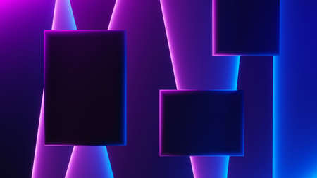 3d render of flash neon and light glowing on dark scene. Speed light moving lines.の写真素材